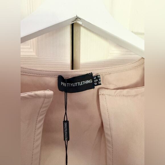 NWT PrettyLittleThing PLT Stone Wove Keyhole Cut Out Cap Sleeve Corset Top 6 - Picture 5 of 9